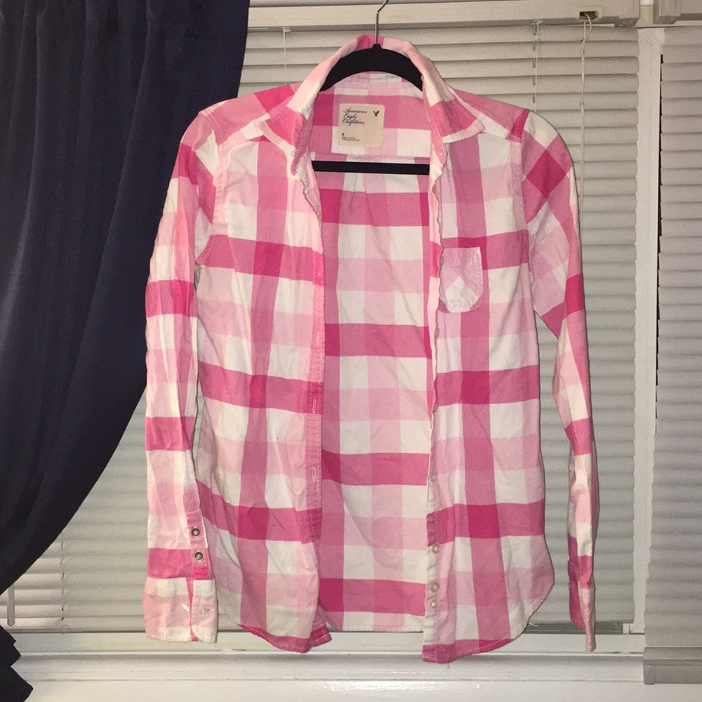Pink and white flannel